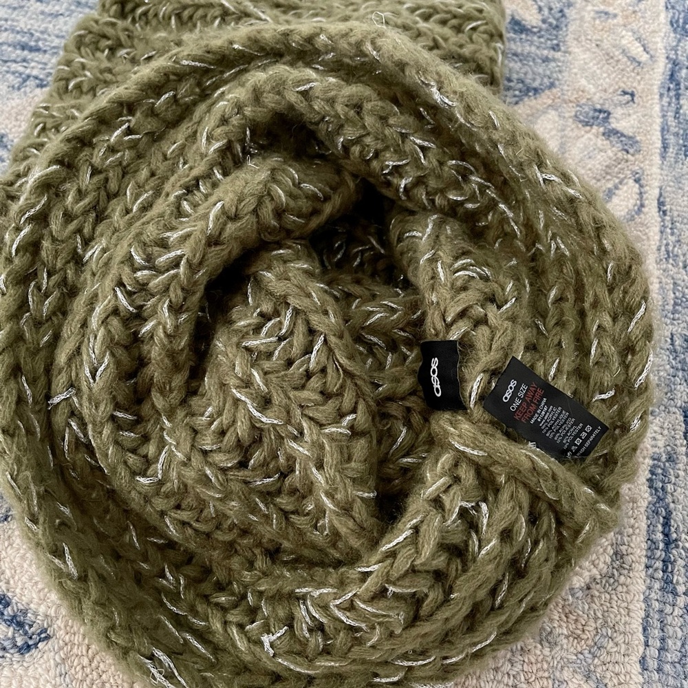 Asos green knit with silver infinity scarf snood